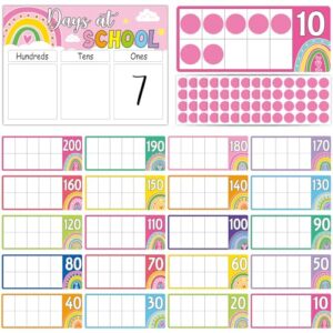 Colorful Number of The Day Posters First Day of School Countdown Poster Back to School Countdown Bulletin Board Decor Rainbow Place Value Chart for Classroom (Hundreds Tens Ones) Counting Pocket Chart