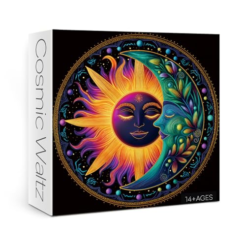 Colorful Solar Moon Puzzles for Adults 1000 Pieces Art, Beautiful Sun Planet Landscape Jigsaw Puzzles, Challenging Pretty Stars Scenic Puzzle
