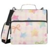 Colorful Star Bow 1.5 Inch 3 Rings Zippered Binder Bag with Shoulder Strap & Handle Easy to Carry School Binders Organizer for Middle School