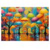 Colorful Umbrella Cityscape Puzzles for Adults 1000 Pieces, Nature Rainy City Street Landscape with Autumn Trees Jigsaw Puzzle, Challenging Artistic Umbrella Reflection Scene Puzzle as Home Wall Decor