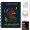 Coloring Book,Animal Dot Art Meditations with 12 PCS Acrylic Markers,Mindfulness Adult Coloring Book-Relaxing,Anti-Stress,30 Patterns Activity Coloring Books for Adults,Dot Art for Adults-Animal Plant
