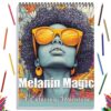 Coloring Books for Adults Relaxation Spiral Bound Printed On One Side, Coloring Book for Women with 24 Patterns One Sided Design, Mindfulness Anxiety Relief Gifts Melanin Magic