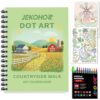 Coloring Book,Village Dot Art Meditations with 12 PCS Acrylic Markers,Mindfulness Adult Coloring Book-Relaxing,Anti-Stress,30 Patterns Coloring Books for Adults,Dot Art for Adults-Country Scenery