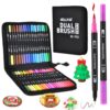 Coloring Markers for Adults/Teens/Kids, Dual Tip (Brush/Fine Point) Art Marker No Bleed/Non Bleeding, Gel Acrylic Paint Pen Set for Coloring Books,Sketching,Drawing,Rock Painting,Journaling. 36 Colors