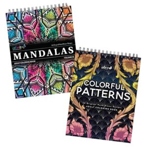 ColorIt Colorful Patterns with Mandalas Vol IX Coloring Book, 50 Pages for Each Book, Summer, Fall & Winter Designs, Thick Paper, Perforated Paper, Lay Flat Hard Cover, Ink Blotter