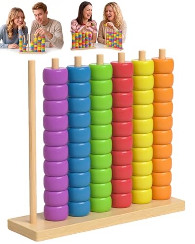 Color Match Challenge Game, Fast-Paced Pattern Matching Ring Stack Puzzle for 1&2 Players, Fun Party, Family Game Night Activity, Brain Teaser Toy, Interactive Matching Play (1 Pack)
