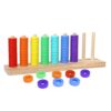 Color Sorting Stacking Game Toys, 7 Colors Ring Stack Challenge Puzzle Game, Wooden Rings Color Matching & Stacking Toys for Kids, Competitive Tabletop Game for Family Night, Gifts for Boys and Girls