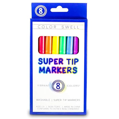 Color Swell Bulk Super Tip Markers, 1 Pack, 8 Colors per Pack (8 Total)