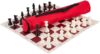 Color Tournament Chess Set – Roll up Chess Board, Weighted Staunton Chess Pieces and Carrying Bag, Handmade Travel Chess Game Set for Adults - RED Color