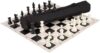 Color Tournament Chess Set – Roll up Chess Board, Weighted Staunton Chess Pieces and Carrying Bag, Handmade Travel Chess Game Set for Adults - Black Color