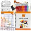 COLOUR BLOCK 48pc Professional Art Kit Painting Set 9 x 12 inch Sketch Book 60 Sheets 25pc Watercolor-Acrylic Art Brush Set 19pc Storage Cups 3pc Plastic Palette Tray