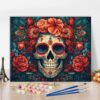 Colourful Skull Adorned with Flowers Paint by Number Traditional Mexican Festivals Paint by Numbers Kit for Adults with Brushes and Pigment for Home Wall Decoration, 16x20 Inch