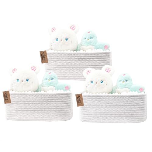 COMFY-HOMI 13" x 8.5" x 5.1" Storage Baskets for Organizing | Cotton Rope Woven Basket | Toy Storage Bin Box | Basket for Shelves, Closet Organizer Bin, Decorative Closet Shelf, 3 Pack