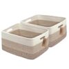 COMFY-HOMI 2 pcs Large Storage Baskets for Shelves, Laundry Basket, Woven Rope Basket, Closet Organizer Bins for Clothes Blanket Towels, Baby Nursery, Gift Toy Baskets, 17” x 13” x 7.5”
