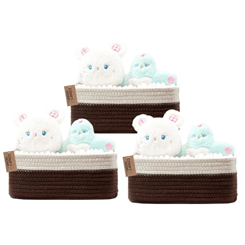COMFY HOMI 11.5"x7.5"x4.7" Storage Baskets for Organizing | Cotton Rope Woven Basket | Toy Storage Bin Box | Basket for Shelves, Closet Organizer Bin, Decorative Closet Shelf, 3 Pack,
