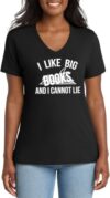 Comical Shirt Ladies I Like Big Books and I Cannot Lie Cotton V-Neck Tee, Black, I Like Big Books and I Cannot Lie