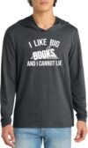 Comical Shirt Men's I Like Big Books and I Cannot Lie Tri-Blend Hoodie Tee, Black Frost, I Like Big Books and I Cannot Lie