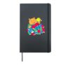 Comic cat in book mountain reads book Hardcover Journal, Black