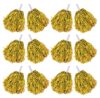 Comicfs 12 Pcs Pom Poms Cheerleading Cheerleader Pom Poms Spirited Cheer Pom Poms Cheerleader Pom Poms Baton Handle Metallic Foil Fun Pom Poms for Sports Team Party Dance (Metallic Foil- Gold)