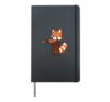 Comic red panda playing violin Hardcover Journal, Black