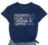 COMIZI Womens Math Teacher Shirt Teaching Letter Print Tshirt Math Teacher Life Tee Tops Blue