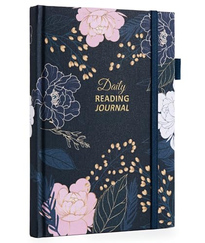 Comkiso Reading Journal for Book Lovers - 75 Book Journal Reading Log for Book Tracking, A5 Linen Book Review Journal with TBR Tracker List, Ratings, Challenges, Prompts, and Index - Peony