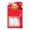 Command Adhesive Hooks, Size S, White - Pack of 2 Self-Adhesive Hooks and 4 Adhesive Strips - Hooks for Wall, Door Hooks, Organise Without Drilling