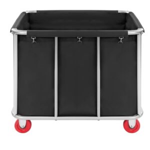Commercial Laundry Cart with Wheels, Industrial Laundry Cart w/Steel Frame