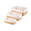 Compactor Set of 3 Bamboo Storage Baskets, Natural Bamboo, Fabric Lining, Large 33 x 23 x 12 cm, Medium 29 x 19 x 10 cm, Small 25 x 15 x 8 cm, Brown, RAN10569