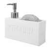 Compatible with Liquid Dispenser, Pump Bottle with Steel Sponge, with Holder for Kitchen Bathroom, Convenient Press Type