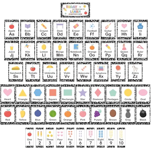 Composition Alphabet and Number Bulletin Board Alphabet Letters Card ABC Number Line Elementary Decor ABC Alphabet Colors Numbers Poster Classroom Decor Set Pastel Preschool Class Learning Decoration