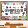 Composition Notebook Bulletin Board Set, You Complete Our Class Bulletin Board Decoration, Composition Notebook Paper Bow Apple Cutouts for Back to School Classroom Wall Door Chalkboard Decor