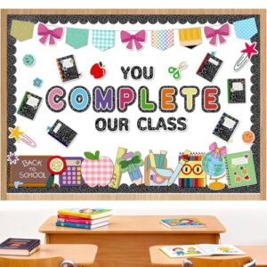 Composition Notebook Bulletin Board Set, You Complete Our Class Bulletin Board Decoration, Composition Notebook Paper Bow Apple Cutouts for Back to School Classroom Wall Door Chalkboard Decor
