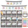 Composition Notebook Happy Birthday Bulletin Board Pencil Birthday Board Sign Black Marble Let's Celebrate Accents Cutouts for Calendars Festival Bulletin Boards Wall Classrooms Decor
