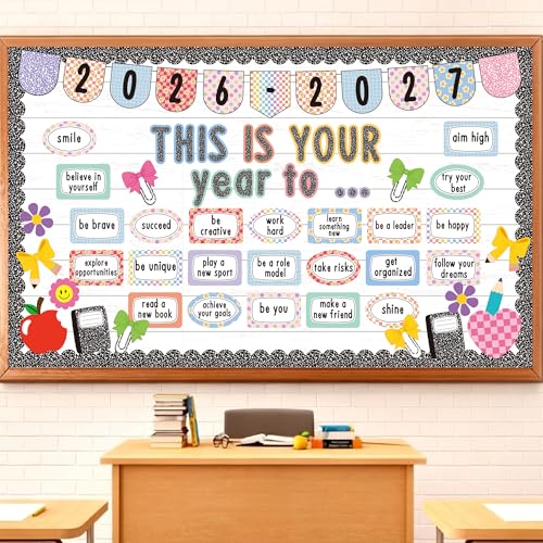 Composition Notebooks Classroom Bulletin Board Set This is Your Year Classroom Decoration Inspirational Welcome Back to School for School Office Chalkboard Wall Door Learning Activities Decor Supplies