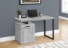 Computer Desk, Home Office, Laptop, Left, Right Set-up, Storage Drawers, 48" l, Work, Grey Laminate, Black Metal