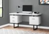 Computer Desk, Home Office, Laptop, Left, Right Set-up, Storage Drawers, 60" l, Work, White Laminate, Black Metal