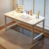 Computer Desk Modern Simple Thick Tabletop for Bedroom Living Room White