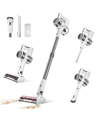 Comvtu Cordless Vacuums, 80,000PRM Powerful Motor Vacuum Cleaner and 2200mAH Rechargeable Battery up to 35 Mins Worktime, 2 Adjustable Modes, Detachable Parts, Wireless Stick Vacuum (Icicle White)