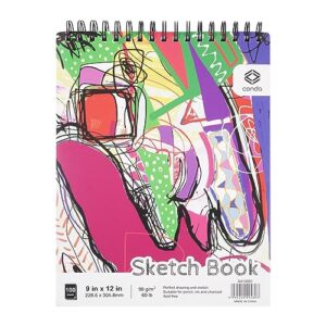 CONDA 9 x 12 Inch Sketchbook, Top Spiral Bound Sketch Pad, 100 Sheets (60 lb/90 GSM), Durable Acid-Free Sketch Paper, Drawing and Sketching Paper for Kids Adult Beginners