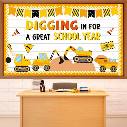 Construction Bulletin Board Welcome Classroom Decorations Motivational Paper Cutout Border Back to School Constructional Worker Poster Sign for Preschool Elementary Classroom Wall Party Supplies Decor