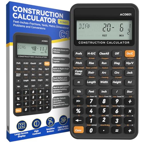 Construction Calculator Industrial & Scientific ROATEE Engineering Calculator for Contractor, Concrete Pocket Feet-inch-Fraction Calculators Carpenter, Estimator, Builder, Framer, Remodeler, Renovator