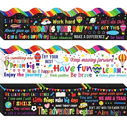 Containlol 118 ft Borders for Bulletin Board, Motivational Classroom Decoration, Growth Mindset Bulletin Boarders Scalloped Trim for Back to School Office Wall Poster Chalkboard Decor