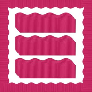 Containlol 118ft Corrugated Bulletin Board Borders, Rose Red Ribbed Scalloped Borders Trim, Poster Board Decoration for Summer Back to School Classroom Office Chalkboard Whiteboard Wall