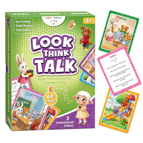 Conversation Cards, Look, Think, Talk. Kids Games for Speech Therapy Materials, Social Emotional Learning Activities, and Critical Thinking Skills Like Social Skills and Emotional Intelligence.
