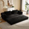 Convertible Corduroy Floor Sofa Bed, Modular Couch with Pull Out Mattress, Oversized Fold Out Futon Sleeper Sofa with Metal Support Brackets & Side Storage Pocket, Guest Bed for Living Room Apartment
