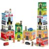 Coogam Montessori Sorting & Stacking Blocks with Nesting Garages Cars, Stackable Number Boxes for Toddlers Learning Community Helpers, Preschool Educational Toy Gift for 2 3 4 Year Old Baby