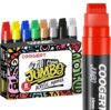 Coogert 8 Colors Jumbo Poster Markers, 15MM Thick Permanent Acrylic Graffiti Markers, Wide Tip Paint Marker for Canvas, Posters Board, Fabric, Window, Wood,Teachers,Banner painting supplies