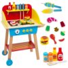 Cook 'N Grill Wooden BBQ Playset- Kids Pretend Play Stand Wood Toy Barbeque