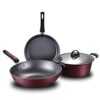 Cookware 3 Piece Kitchen Cookware Set Non-Stick Cookware Frying Pan Cooking Pot & Pan Saucepan with Glass Lid Home